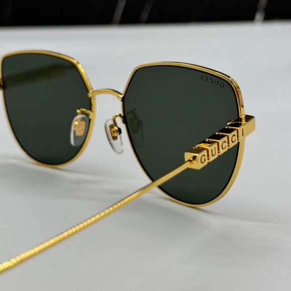NEW GG1435SA 001 GUCCI GOLD GREY GEOMETRIC WOMEN GUCCI SUNGLASSES - Picture 9 of 13